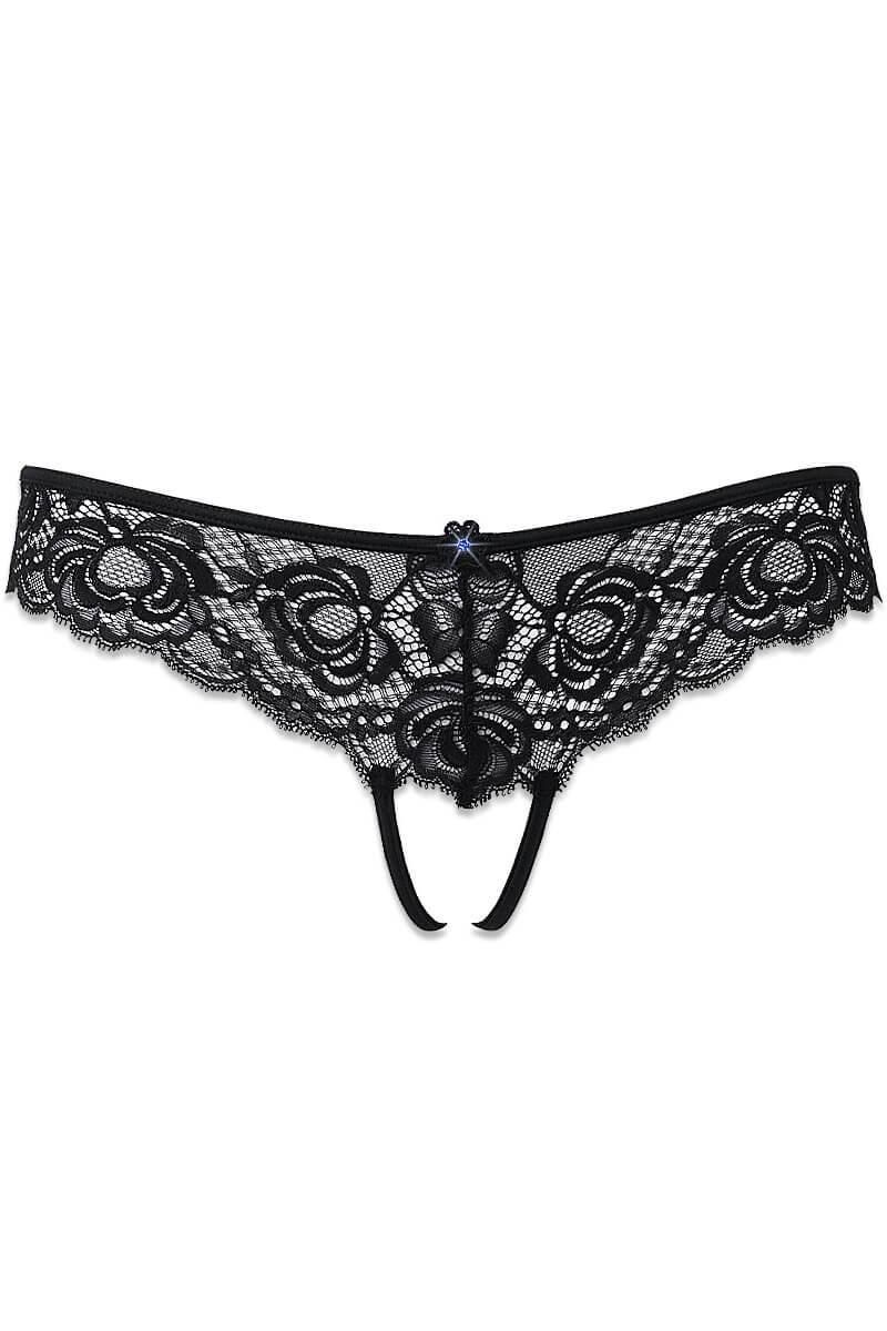 Tanga ouvert à strass bleu IDYLLE