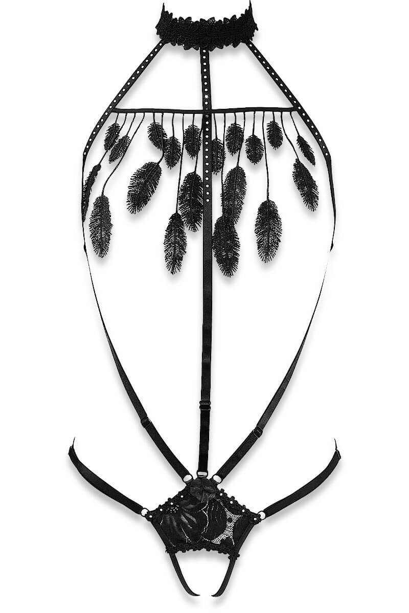 black Cachou adjustable straps body by Luxxa Lingerie