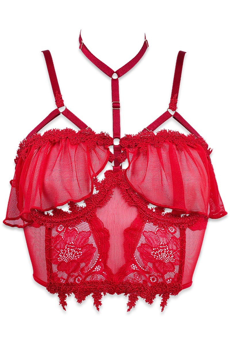 Sexy bustier set with transparent ruffles Élixir by Luxxa Lingerie