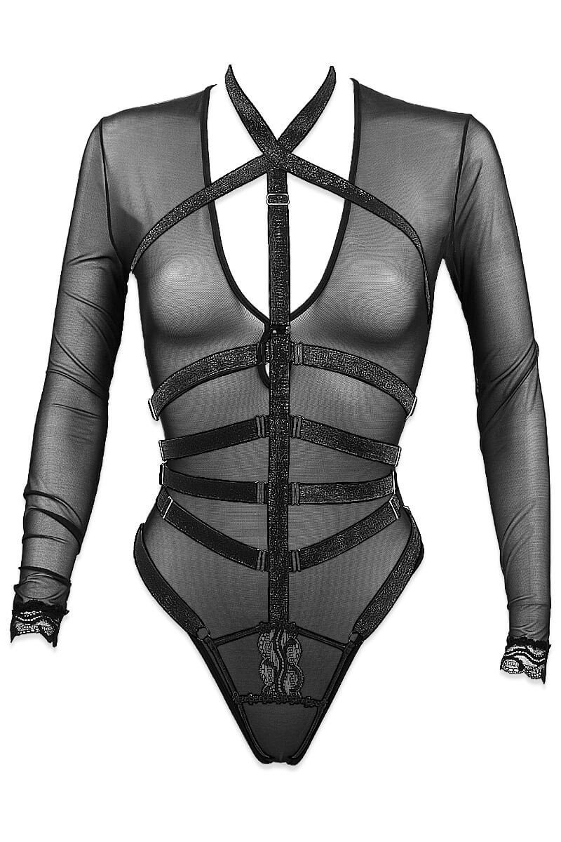 Bodysuit harness and tulle JEUX INTERDITS - Luxxa Lingerie