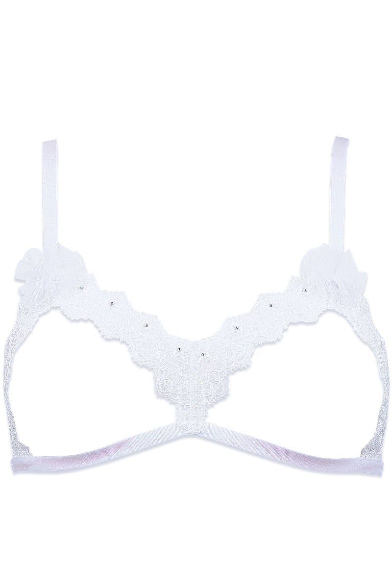 Soutien-gorge blanc nu à bretelles réglables et brillantes - Irisée par Luxxa Lingerie