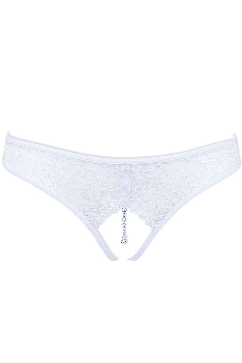 Tanga dos nu ouvert et bijou strass amovible - Irisée par Luxxa Lingerie