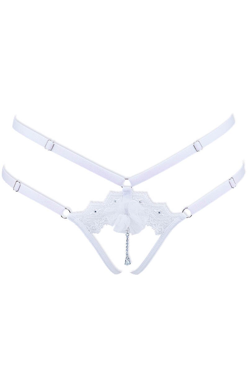 String nu à strass blanc et bijou - Irisée par Luxxa Lingerie