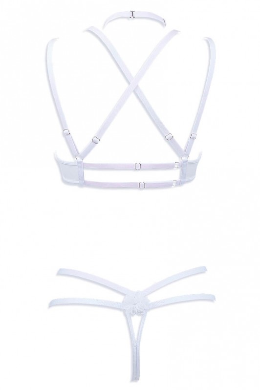 Body bonnets pleins plongeant : string ouvert et soutien-gorge transparent sexy - Irisée par Luxxa Lingerie