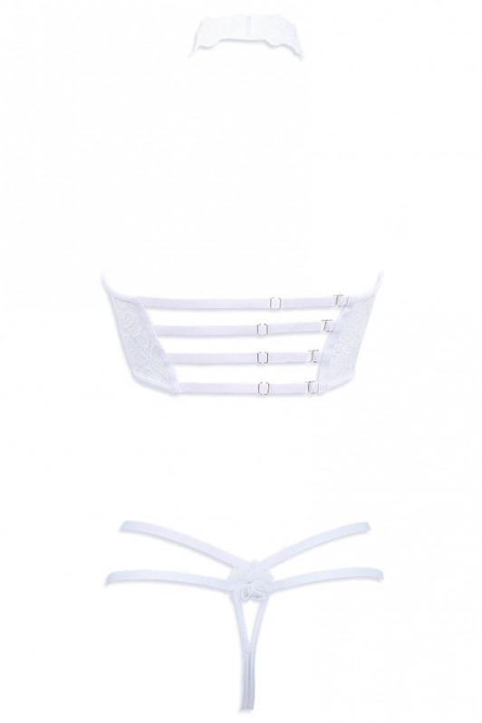 Nude bodysuit and bustier with adjustable, sparkling lurex straps - Irisée by Luxxa Lingerie