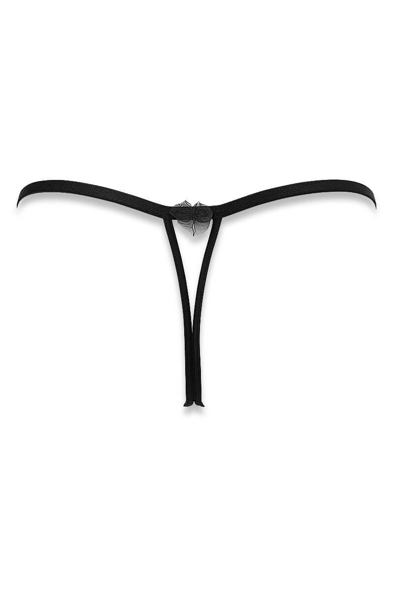 String à strass Cachou noir par Luxxa Lingerie