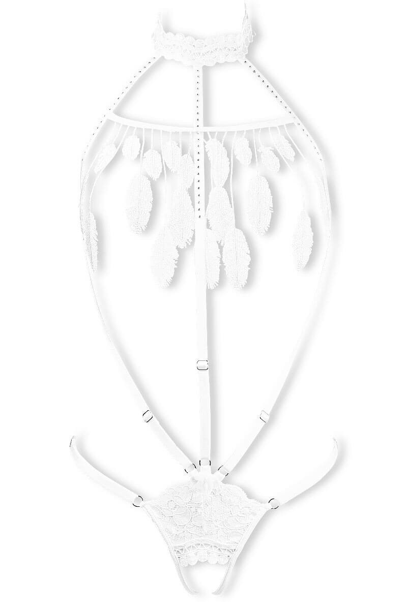 White Cachou adjustable straps body by Luxxa Lingerie