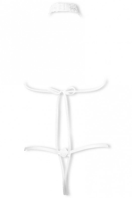 Cachou white open string harness body by Luxxa Lingerie