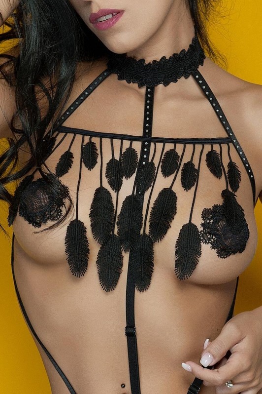 Caches bouts de seins Cachou noir par Luxxa Lingerie