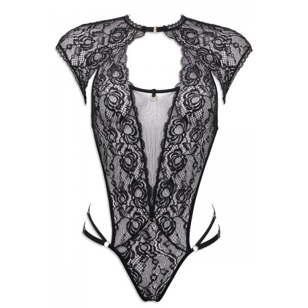 Luxxa Lingerie - Secrète : Ensemble body et épaulettes en dentelle et tulle noir