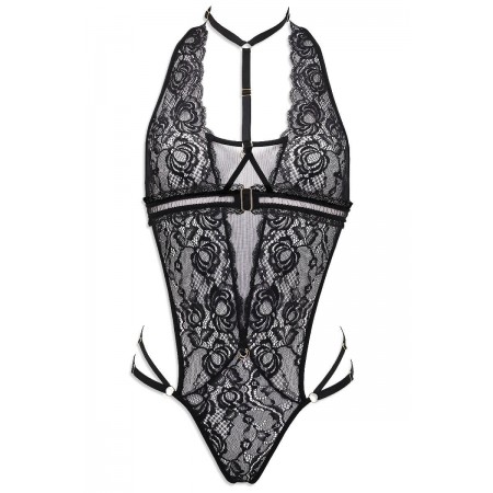 Luxxa Lingerie - Secrète : Ensemble body et harnais en dentelle et tulle noir