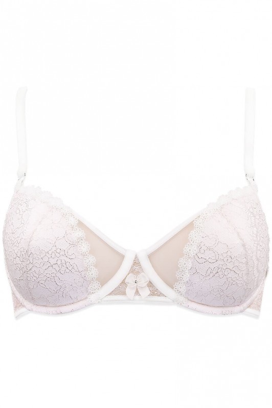 Soutien-gorge maintien parfait dentelle ivoire et tulle