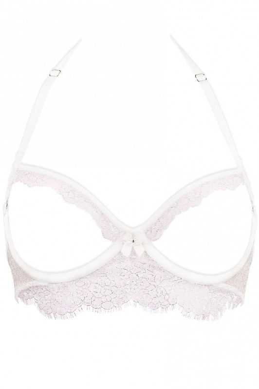 Soutien-gorge bijou dentelle argentée et tulle invisible