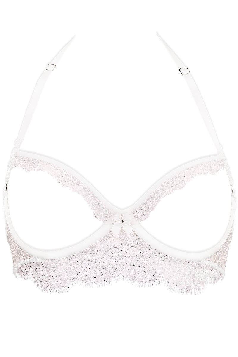 Soutien-gorge bijou dentelle argentée et tulle invisible