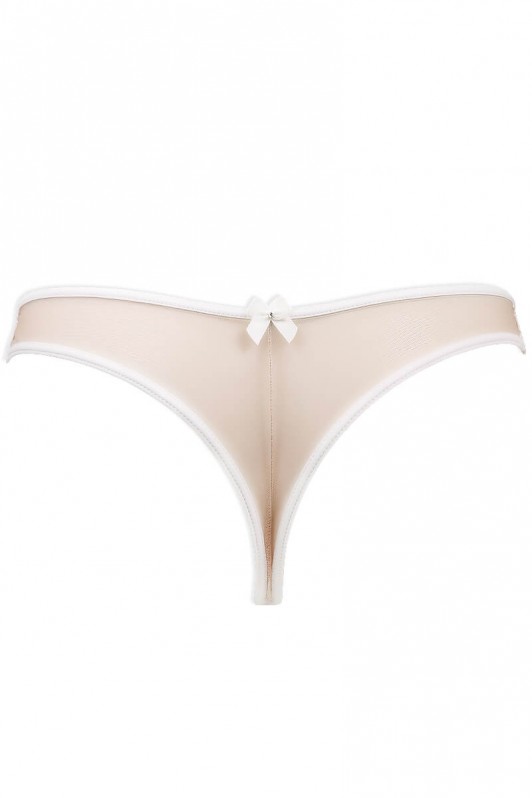 Tanga ouvert dentelle et tulle invisible