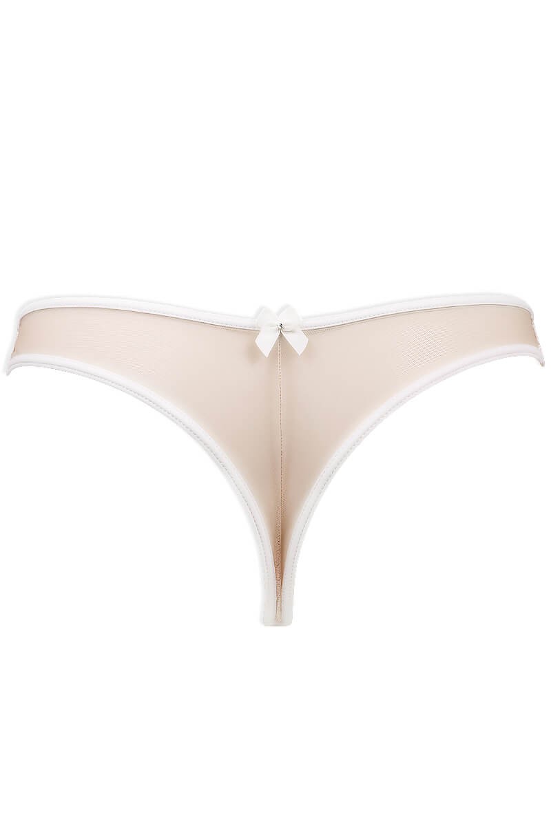 Tanga ouvert dentelle et tulle invisible