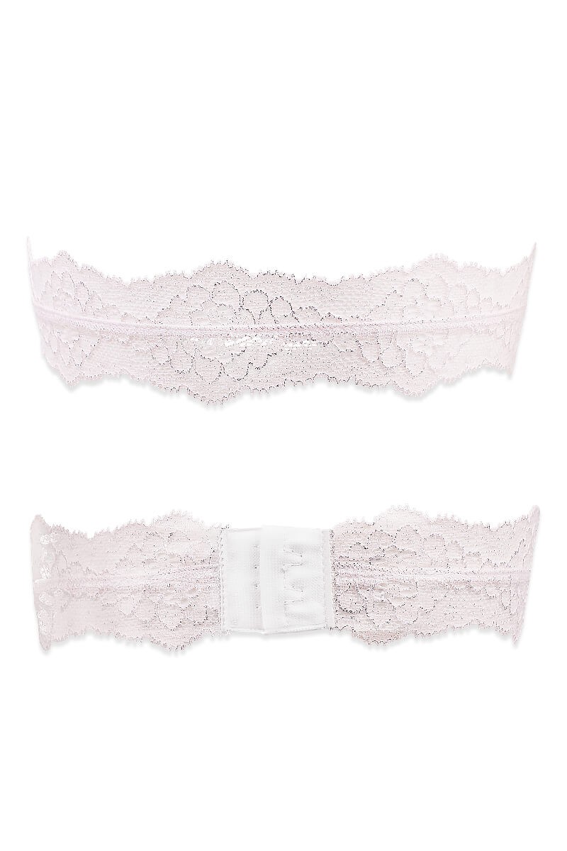 Refined lace garter with silvery reflections