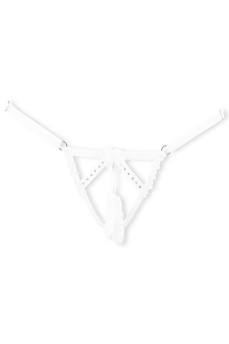 Cachou white open crotch string by Luxxa Lingerie