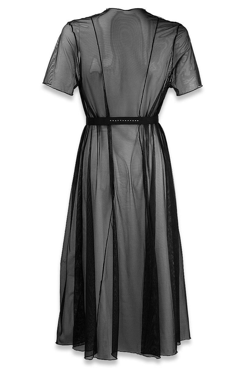 Déshabillé long sexy Cachou noir par Luxxa Lingerie